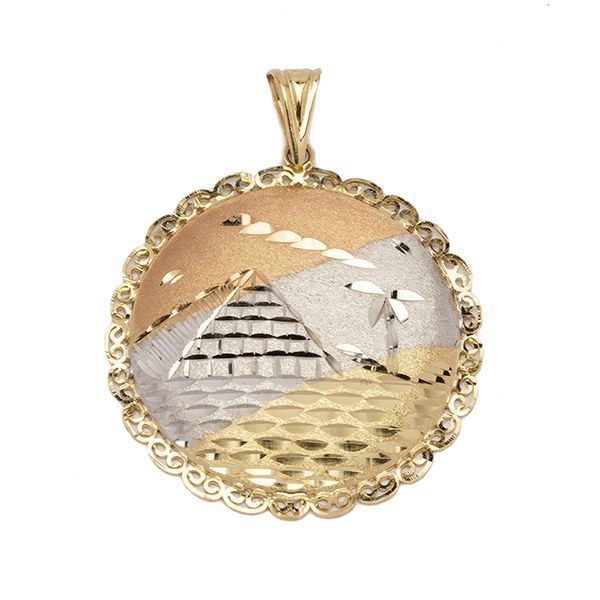 Pingente Mandala Eg�pcia Tricolor em Ouro 18 Kilates - 23982